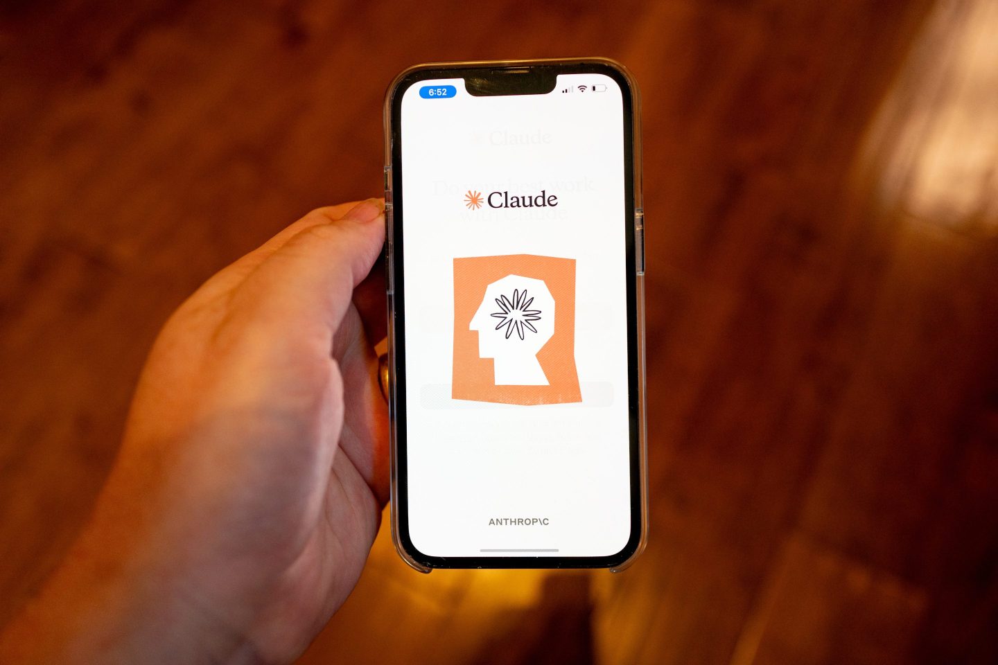 Close-up of phone screen displaying Anthropic Claude